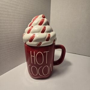 Rae Dunn Red Hot Cocoa Mug‎ with Cream Lid